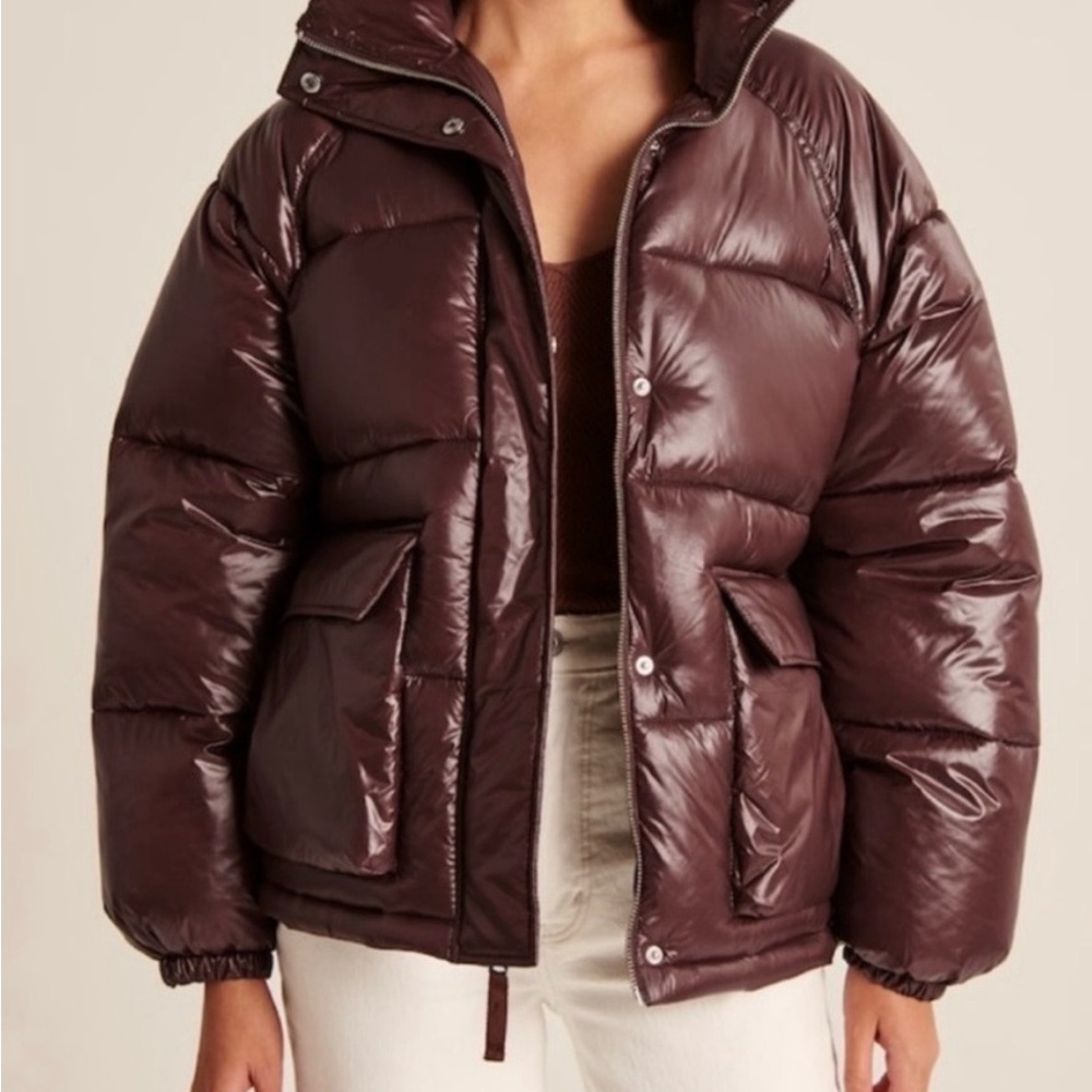 Abercrombie & Fitch Burgundy Puffer Jacket (worn once)